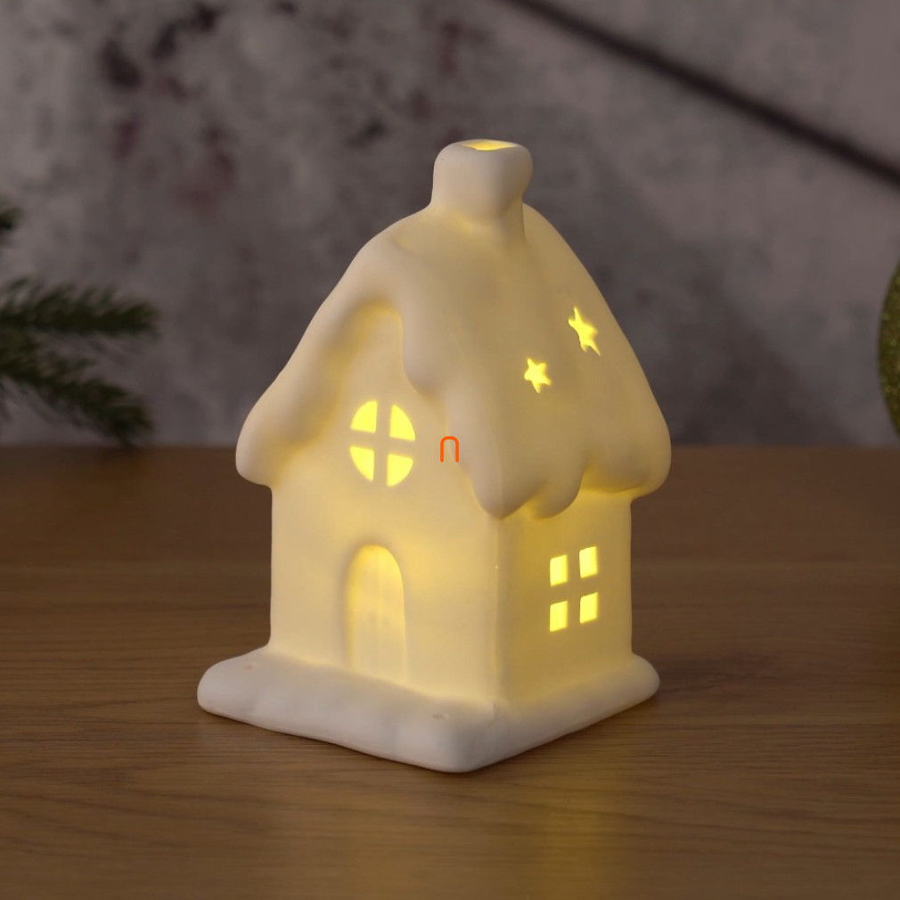 Casă din ceramică luminată de Crăciun 12,8cm