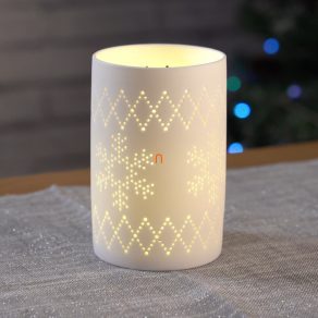   Lanterna de Crăciun din ceramică iluminată, fulg de zăpadă, 13 cm