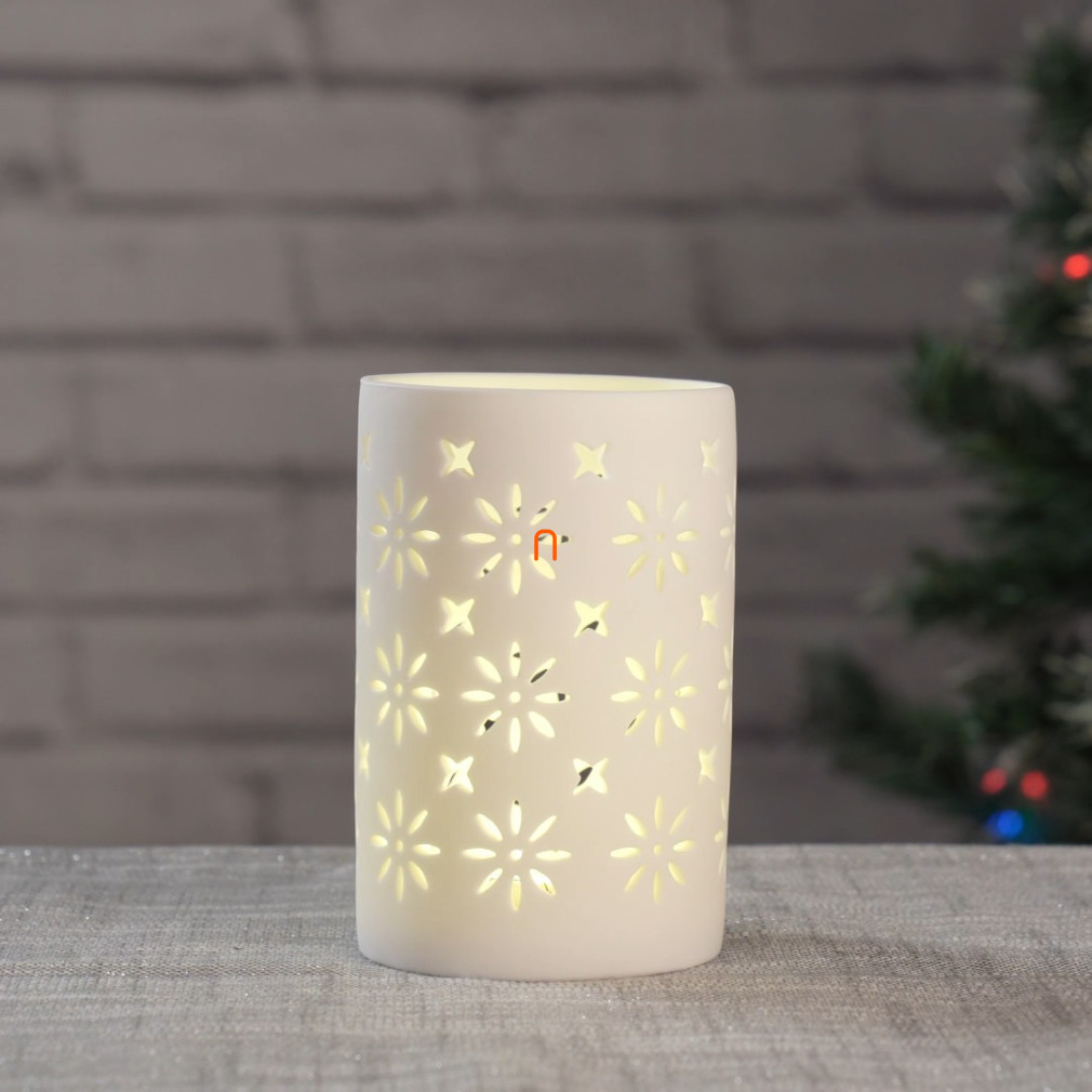 Lanterna de Crăciun din ceramică cu lumini, stea, 13 cm