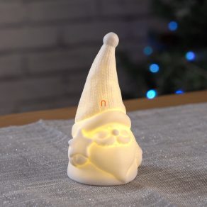 Moș Crăciun din ceramică iluminat de Crăciun 14 cm