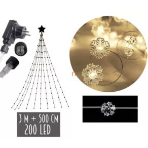   Ghirlandă luminoasă LED cu fulgi de zăpadă de Crăciun, alb cald