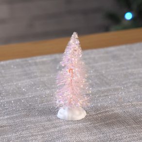 Mini brad de Crăciun decorativ în roz și alb, 10 cm