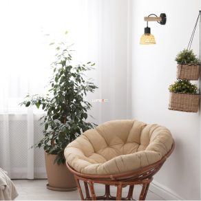   Aplică de perete în culoare neagră și naturală - Rattan Rábalux 71025