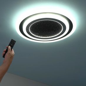   Lampă LED de tavan cu telecomandă, negru și crom, 45 cm - Taneli 2 Rábalux 71316