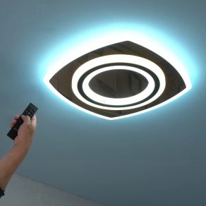   Lampă LED de tavan cu telecomandă, negru și auriu, 48x48cm - Taneli 2 Rábalux 71317