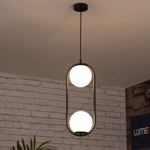   Lampă suspendată ovală, negru mat, cu 2 socluri - Ghita Rábalux 72029