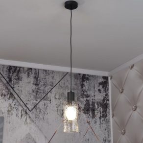   Lampă suspendată cu efect de sticlă zdrobită, culoare fumurie - Fumea Rábalux 72037