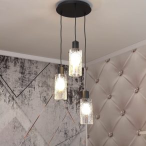   Lampă suspendată cu 3 socluri, efect sticlă craquelée - Fumea Rábalux 72038