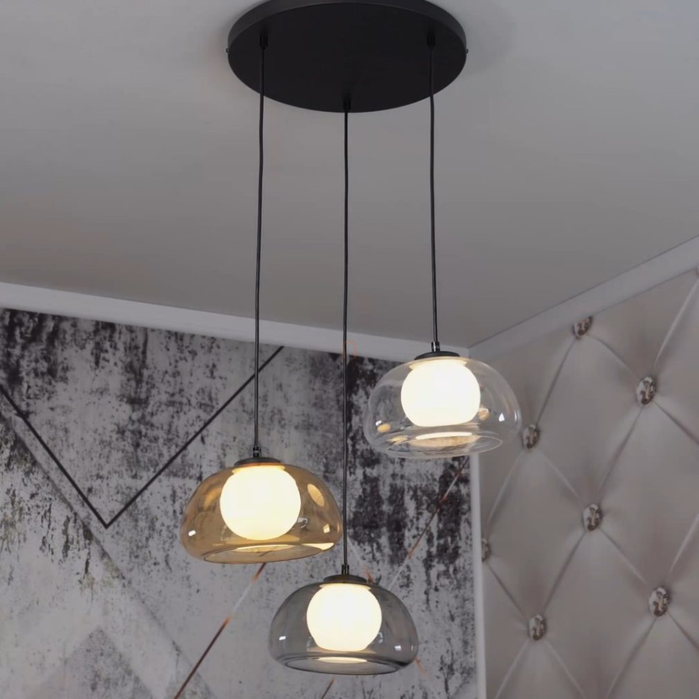 Lampa suspendată din sticlă tricoloră cu 3 socluri - Elowen Rábalux 72276