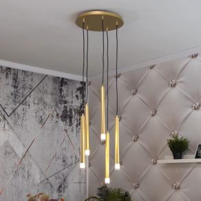   Lampă suspendată minimalistă cu 5 socluri, culoare auriu - Ramira Rábalux 72361