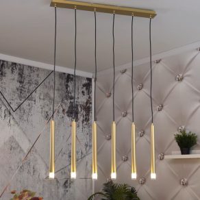   Lampă suspendată minimalistă cu 6 socluri, culoare auriu - Ramira Rábalux 72363