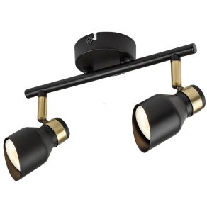   Lampă spot cu 2 socluri în negru și auriu - Lilou Rábalux 73048