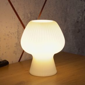   Lampă de masă din sticlă striată, 18 cm - Vinelle Rábalux 74023 - cablu textil, soclu 1xE14