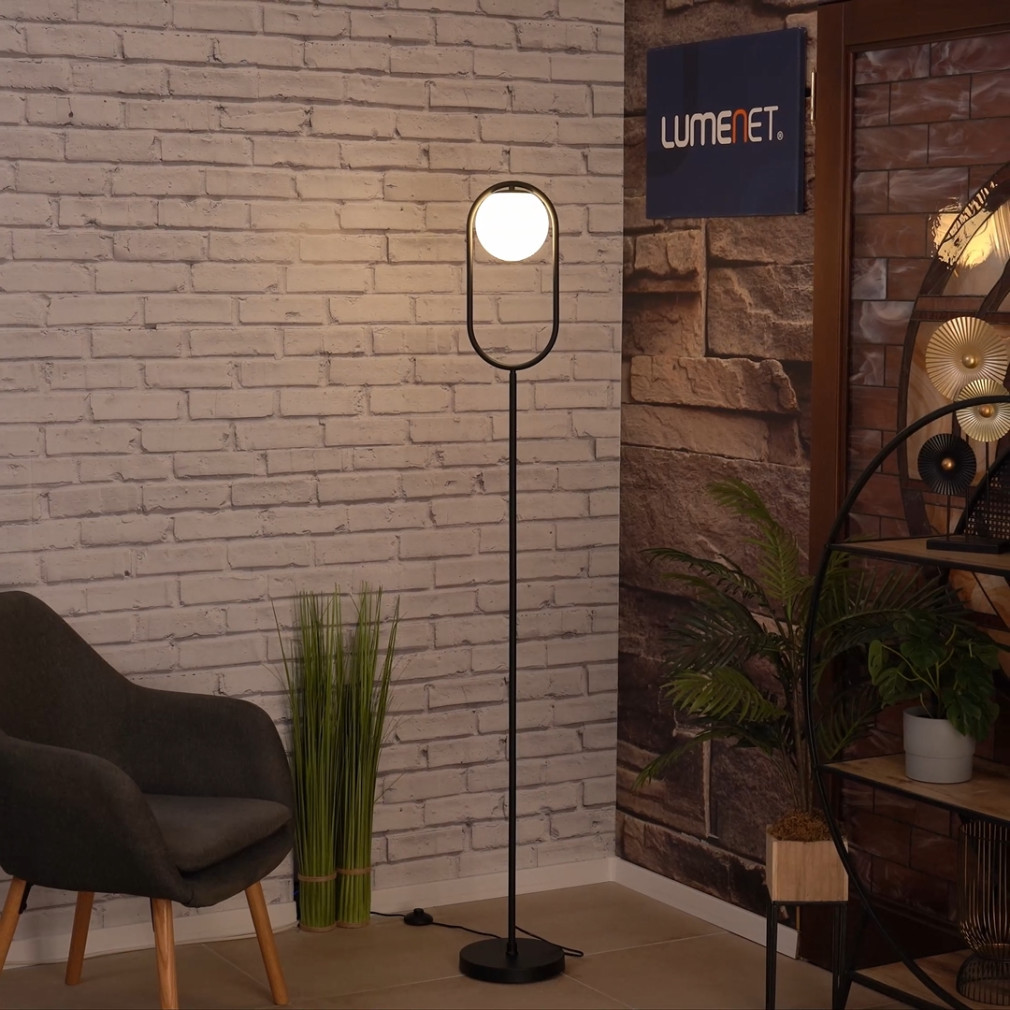 Lampa de podea ovală, 170 cm - Ghita Rábalux 74029, sticlă, 1xE27 soclu