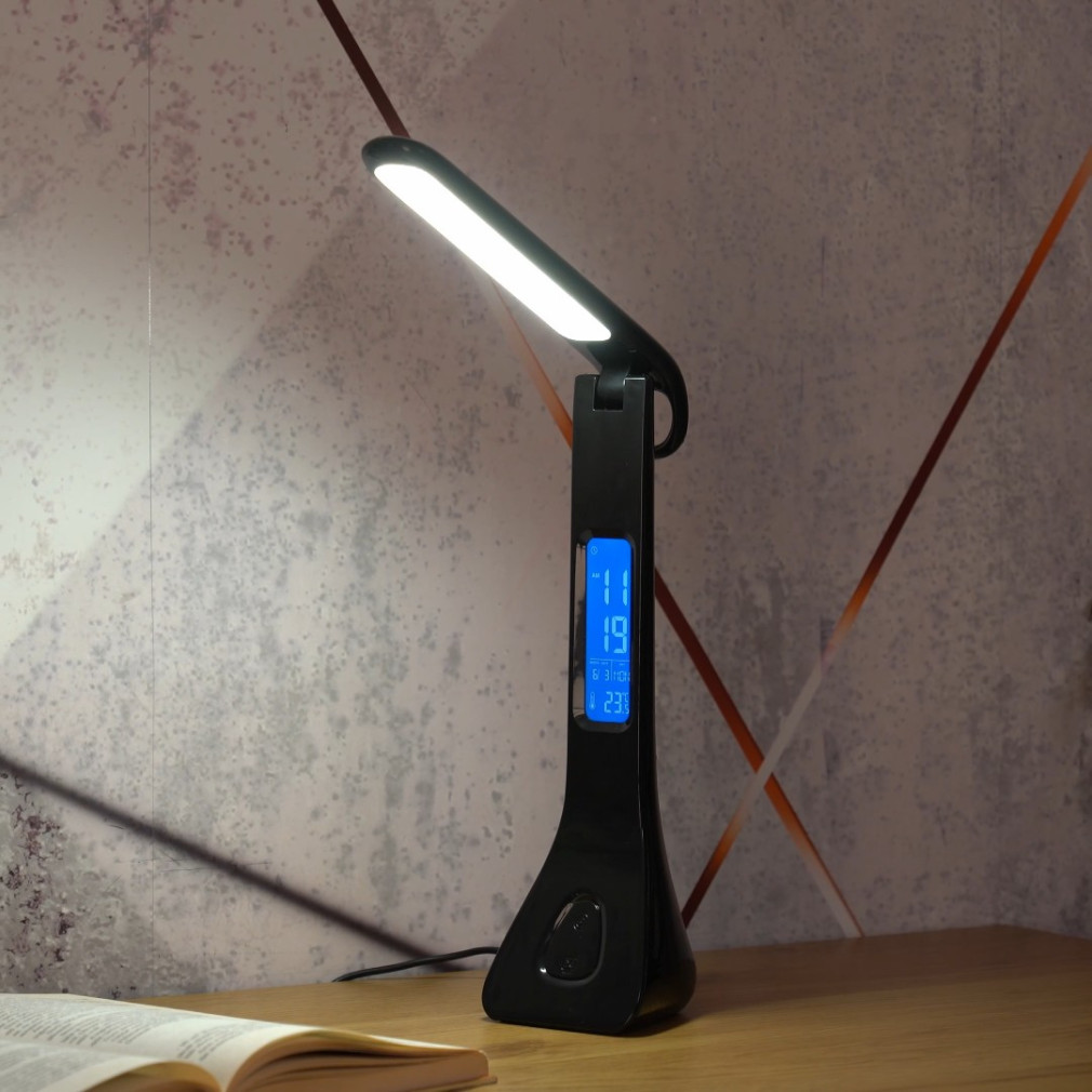 Lampa de birou cu afișaj de dată și intensitate reglabilă - Amato Rábalux 74041, regulator de intensitate, comutator tactil, 4000 K, 340 lm, 7 W