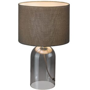   Lampă de masă din material textil, bază din sticlă, 33 cm - Luxin Rábalux 74047 cu soclu 1xE14