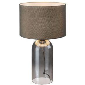   Lampă de masă din material textil, bază din sticlă, 45 cm - Luxin Rábalux 74048 cu soclu 1xE14