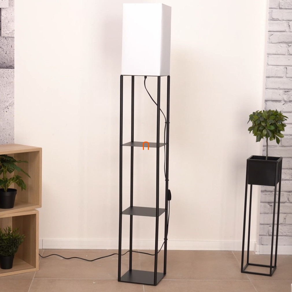 Lampa de podea cu raft, 150 cm - Bronn Rábalux 74191, textil, 1xE27 cu soclu, 230 V