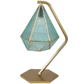   Lampă de masă albastră, sticlă, 44 cm - Norah Rábalux 74200 - cablu textil, soclu 1xE14, 230 V