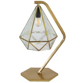   Lampă de masă în culoarea auriu, cu bază hexagonală, 44 cm - Norah Rábalux 74201 - cablu textil, soclu 1xE14, 230 V