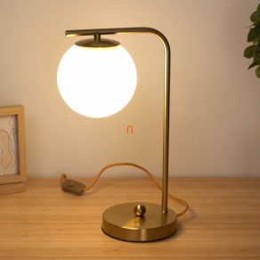   Lampă de masă cu abajur sferic din sticlă, 39 cm - Kiara Rábalux 74203 - cablu textil, soclu 1xE27, 230 V