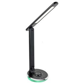   Lampa LED de masă reglabilă cu iluminare colorată a bazei - Jacey Rábalux 74226, memorie, luminozitate reglabilă, comutator tactil, încărcător wireless pentru telefon, 3000-4000-5000 K, 480 lm, 6 W, 12 V