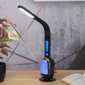   Lampă LED de birou reglabilă, cu afișaj pentru oră și temperatură, 38 cm, negru - Figen Rábalux 74230