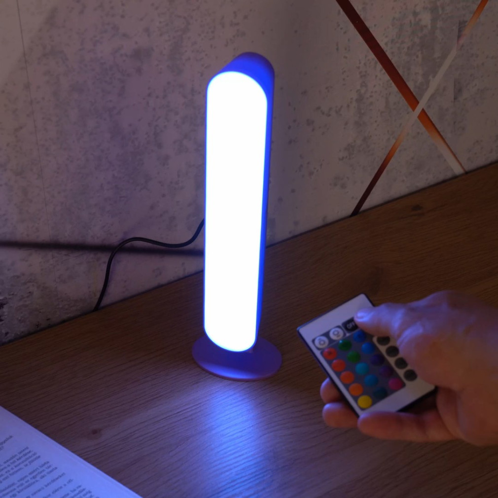 Lampa LED de masă violetă cu telecomandă, reîncărcabilă - Parker-RGB Rábalux 76017, cu baterie, cablu USB, 1xCR2025 (inclus), 3 W