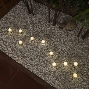   Ghirlandă luminoasă LED cu ciuperci de pădure, țăruș pentru fixare în pământ, alimentată cu energie solară, 10 bucăți/set - Skadar Rábalux 77007