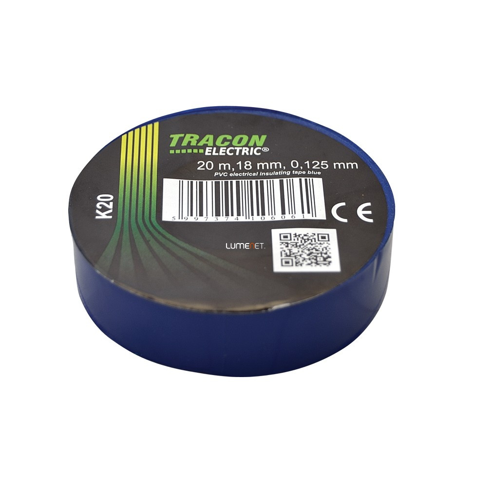 Bandă izolatoare Tracon 20 m x 18 mm albastră