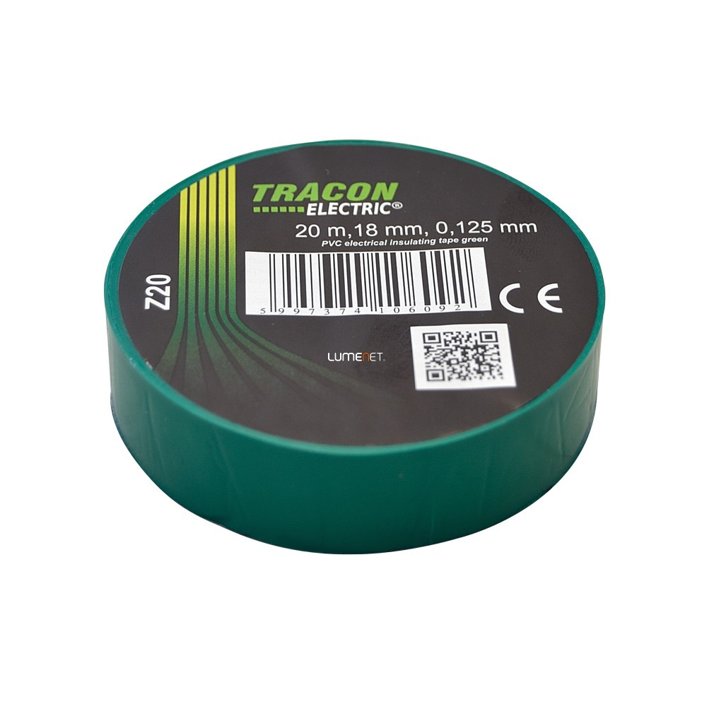 Bandă izolatoare Tracon 20 m x 18 mm verde