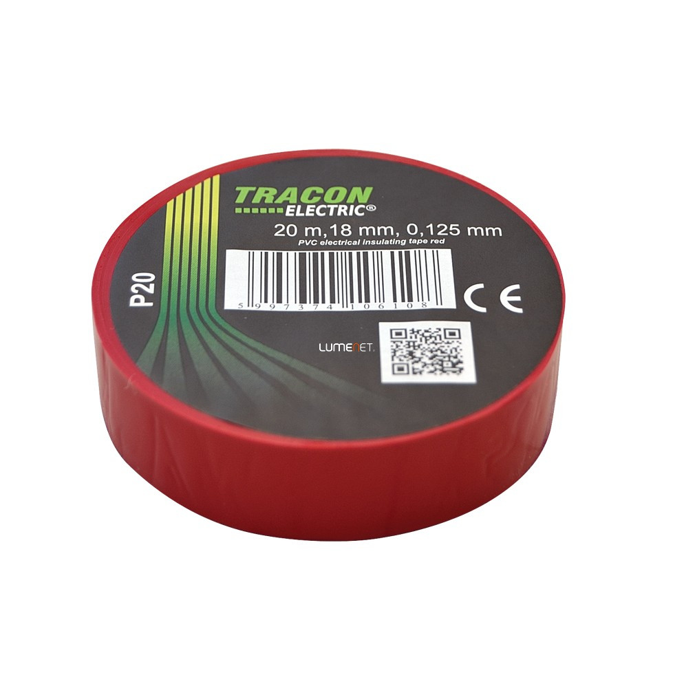 Bandă izolatoare Tracon 20 m x 18 mm roșie