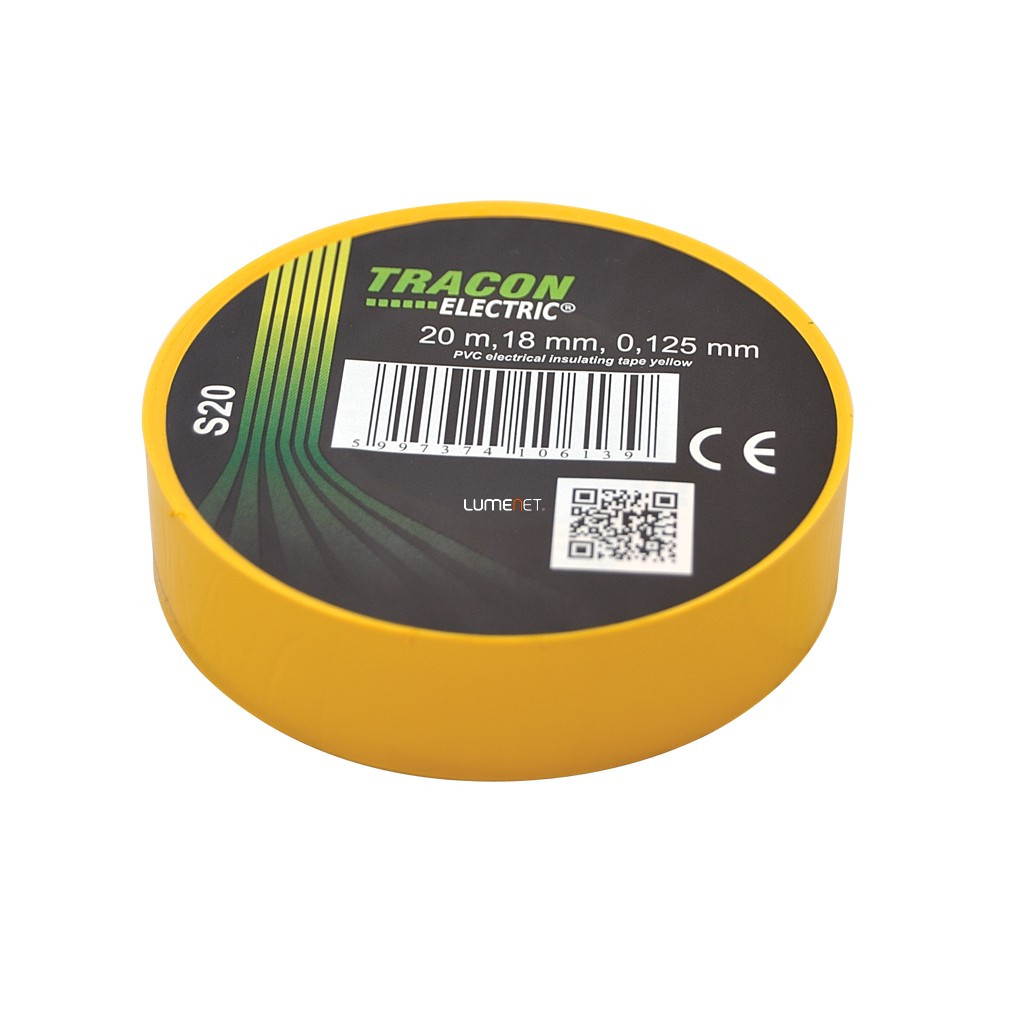 Bandă izolatoare Tracon 20 m x 18 mm, galbenă