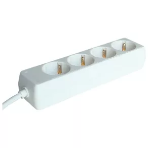  Distribuitor de rețea Tracon cu 4 prize și cablu de 5 m (H05VV-F 3x1 mm²) alb H4-5