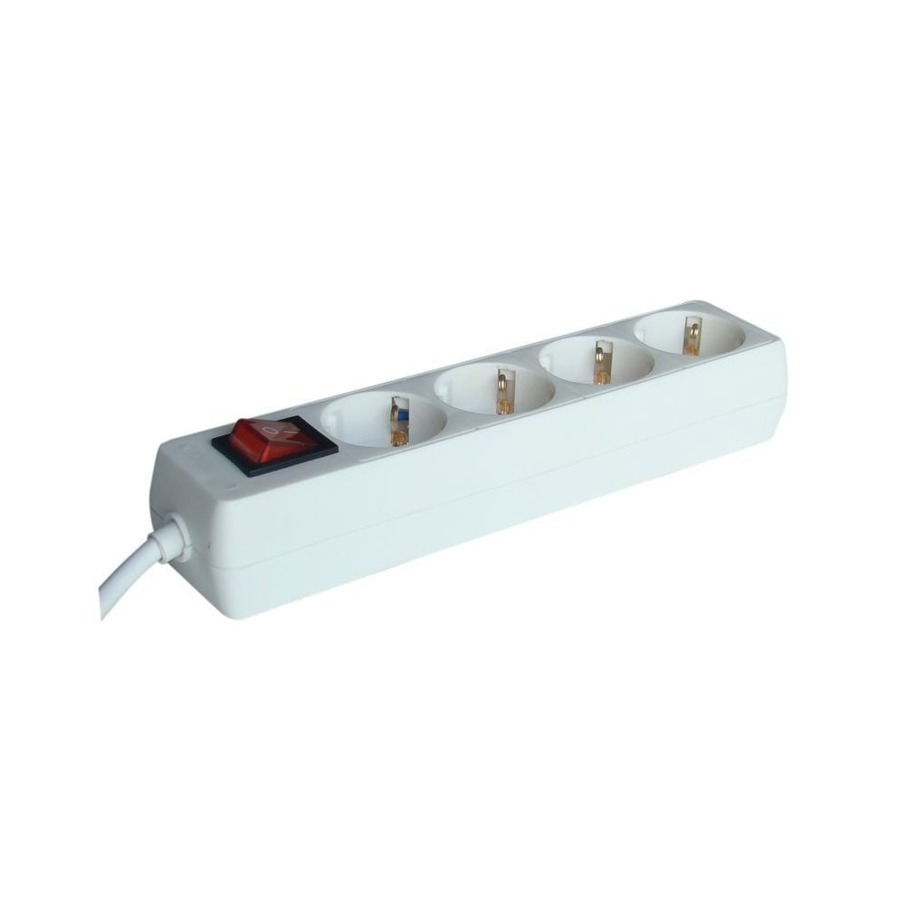 Distribuitor de rețea Tracon cu 4 prize, cablu de 1,5 m, cu întrerupător (H05VV-F 3x1 mm2) HK4