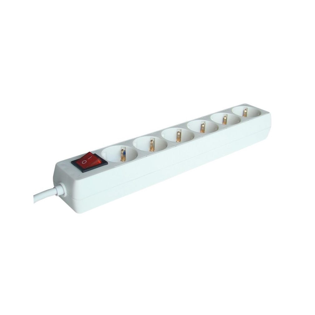 Distribuitor de rețea Tracon cu 6 prize, cablu de 1,5 m, cu întrerupător (H05VV-F 3x1 mm2) HK6