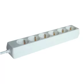   Distribuitor de rețea Tracon cu 6 prize și cablu de 5 m, alb H6-5M