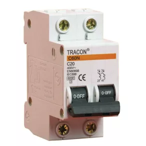 2C 6A 6kA Mini-întrerupător Tracon C60-6-2
