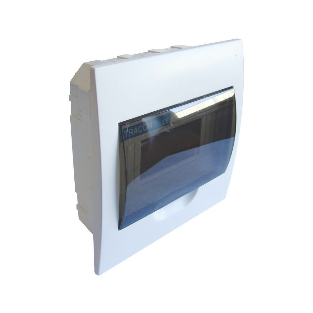 Distribuitor Tracon încastrat cu 1 rând, 8 module cu ușă transparentă IP40 PE/N șină EDS-8/1