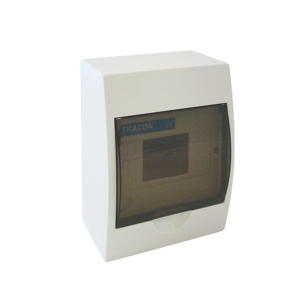 Tracon distribuitor mic pentru montare pe perete, 1 rând, 6 module cu ușă transparentă, IP40, șină PE/N EDFK-6/1