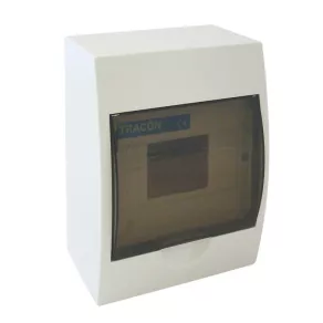   Tracon distribuitor mic de perete, cu 1 rând, 6 module, cu ușă transparentă, IP40, cu șină PE/N, EDFK-6/1