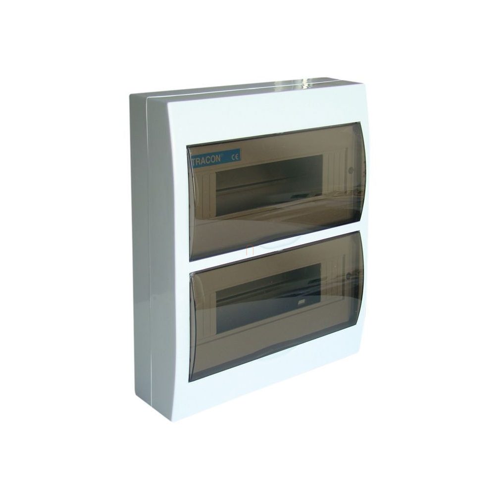 Distribuitor extern cu 2 rânduri, 24 module cu ușă transparentă IP40 PE/N șină EDFK-12/2 Tracon