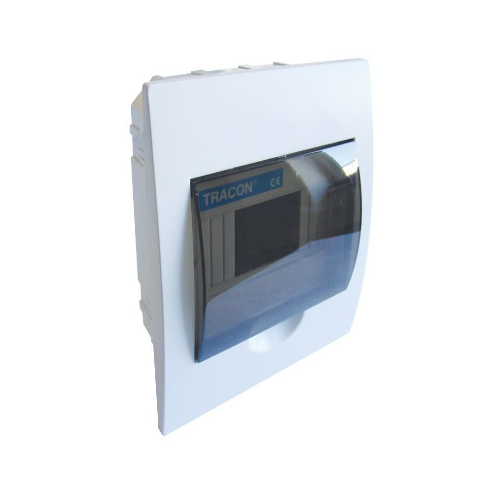 Distribuitor Tracon încastrat cu 1 rând, 6 module cu ușă transparentă IP40 PE/N șină EDS-6/1