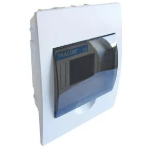   Tracon distribuitor mic, încastrat, cu un singur rând, 6 module, cu ușă transparentă, IP40, cu șină PE/N, EDS-6/1