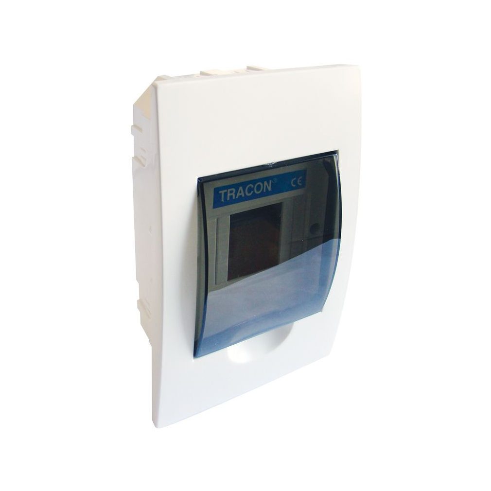 Distribuitor Tracon încastrat cu 1 rând, 4 module cu ușă transparentă IP40 PE/N șină EDS-4/1