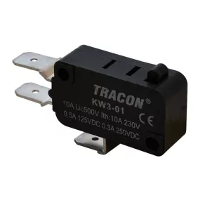   Tracon KW3-01 Microcomutator cu buton de oprire 250 V/16(4) A, 6,3x0,8 mm, IP00