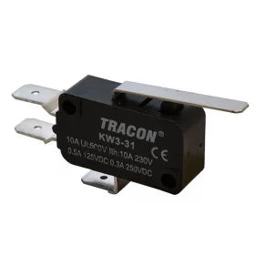   Microcomutator cu tije cu arc, 28 mm, 250 V/16(4) A, 6,3 x 0,8 mm, IP00 KW3-31 Tracon