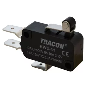   TRACON KW3-41 Microcomutator cu manetă și rolă, 15 mm, 250 V/16(4) A, 6,3 x 0,8 mm, IP00