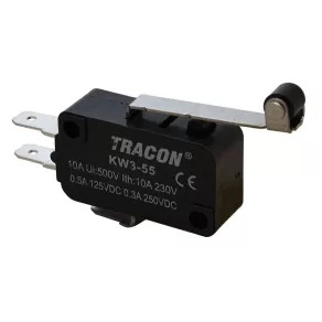   Microcomutator cu manetă și rolă KW3-55 28 mm, 250 V/16(4) A, 6,3 x 0,8 mm