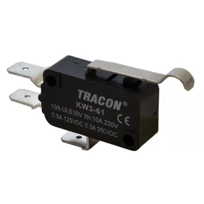   Comutator de poziție, micro, cu arc curbat 16(4)A / 250 V c.a., 28 mm, 6,3 x 0,8 mm, IP00 KW3-61 Tracon
